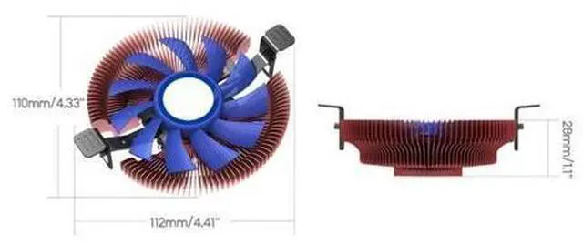 Alt view image 5 of 5 - E86 Utral Thin 28mm PWM Fan Cooler 1U Server HTPC Mini PC Cooling Fan Low Noise CPU Radiators For LGA775/155/1156/AM4