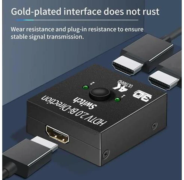 Alt view image 2 of 5 - HDMI-Compatible Splitter 4K Switch KVM Bi-Direction 1x2/2x1 HDMI-compatible Switcher 2 in1 Out for PS4/3 TV Box Switcher Adapter