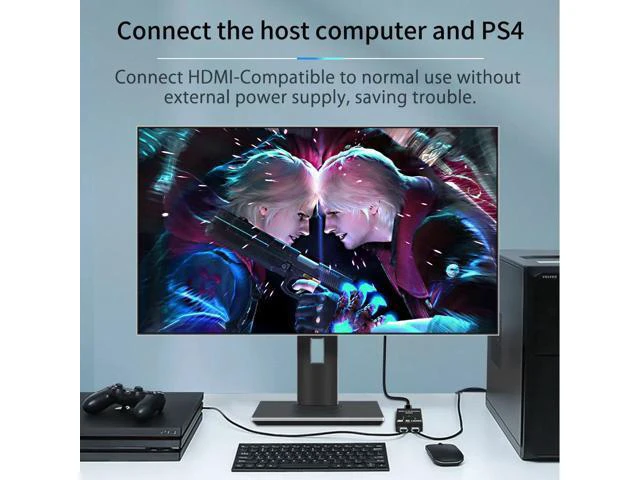 Alt view image 4 of 5 - HDMI-Compatible Splitter 4K Switch KVM Bi-Direction 1x2/2x1 HDMI-compatible Switcher 2 in1 Out for PS4/3 TV Box Switcher Adapter