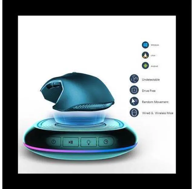 Alt view image 6 of 6 - LED Breathing Light Mouse Mover Undetectable Mouse Jiggler with Timer,ON/Off Switch, Random Movement Keep PC Awake,Black