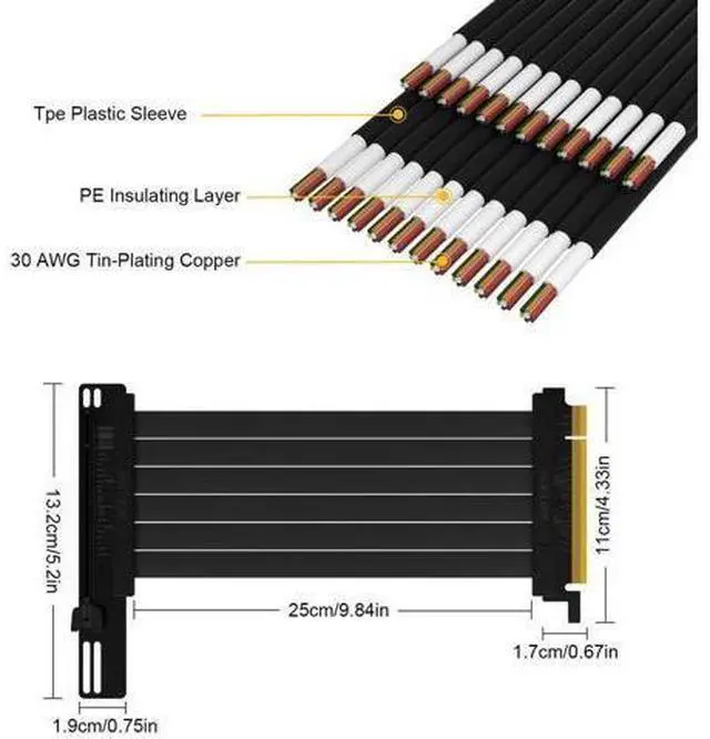 Main image of Hipesen High Speed PCI Express Riser Card Bracket PCI-E 3.0 x 16 Riser Card Extender Ribbon Flexible Extension Cable 90 Degree for Computer Graphic Cards (30CM)
