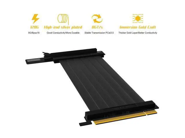Alt view image 2 of 4 - Hipesen High Speed PCI Express Riser Card Bracket PCI-E 3.0 x 16 Riser Card Extender Ribbon Flexible Extension Cable 90 Degree for Computer Graphic Cards (30CM)