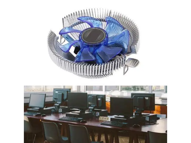 Alt view image 6 of 6 - CPU Fan Desktop Computer PC Cooler Blue LED Aluminum Heatsink CPU Cooling Radiator for LGA 775 1150 1155 1156 1366 2011