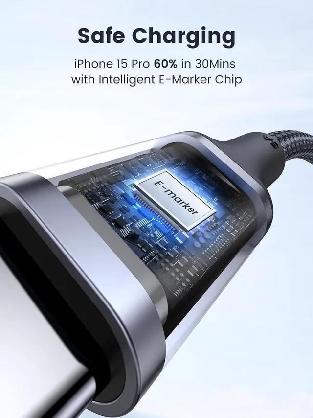 Alt view image 4 of 7 - UGREEN 100W USB C to USB C Cable, Fast Charging Cable, 2-Pack, 10ft, Black