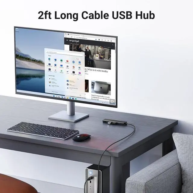 Alt view image 2 of 7 - UGREEN USB 3.0 Hub, 4 Ports USB A Splitter Ultra-Slim USB Expander for Mouse, Keyboard, Flash Drive, U Disk, Printer Compatible with Laptop, Desktop PC, Xbox, PS5, and More 2FT (Pack of 2)