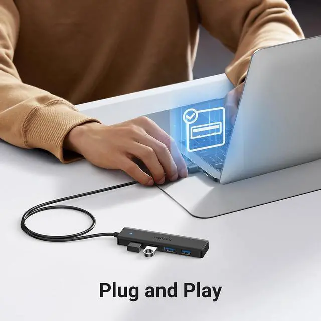 Alt view image 5 of 7 - UGREEN USB 3.0 Hub, 4 Ports USB A Splitter Ultra-Slim USB Expander for Mouse, Keyboard, Flash Drive, U Disk, Printer Compatible with Laptop, Desktop PC, Xbox, PS5, and More 2FT (Pack of 2)