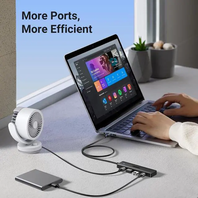 Alt view image 6 of 7 - UGREEN USB 3.0 Hub, 4 Ports USB A Splitter Ultra-Slim USB Expander for Mouse, Keyboard, Flash Drive, U Disk, Printer Compatible with Laptop, Desktop PC, Xbox, PS5, and More 2FT (Pack of 2)