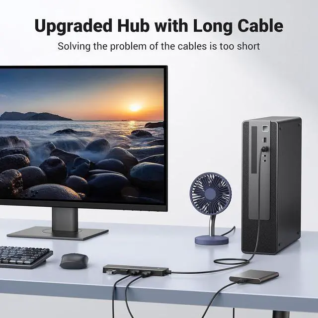 Alt view image 2 of 7 - UGREEN USB 3.0 Hub, 4 Ports USB A Splitter Ultra-Slim USB Expander, 2 ft | 5Gbps Data Transfer for Mouse, Keyboard, Flash Drive, U Disk, Printer Compatible with Laptop, Desktop PC, Xbox, PS5, and More