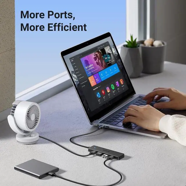 Alt view image 7 of 7 - UGREEN USB 3.0 Hub, 4 Ports USB A Splitter Ultra-Slim USB Expander, 3.3 ft