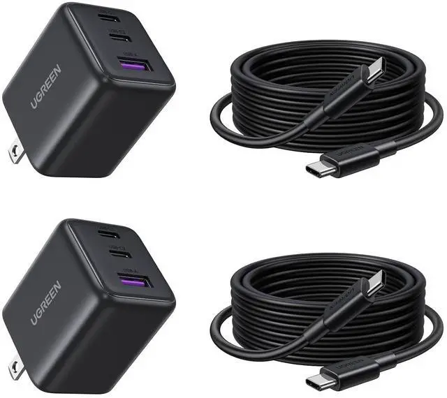 Main image of UGREEN 2 Pack 30W Charger for iPhone 17 Fast Charging, 3 Port GaN Charger Block with 6.6ft USB-C Cable for iPhone 17/Air/16/15/14, Galaxy S25/S24/S23, Pixel 10/9/8/7, iPad and More, Matt Black