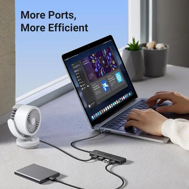 Alt view image 7 of 7 - UGREEN USB 3.0 Hub, 4 Ports USB A Splitter Ultra-Slim USB Expander for Mouse, Keyboard, Flash Drive, U Disk, Printer Compatible with Laptop, Desktop PC, Xbox, PS5, and More 0.5FT (Pack of 2)