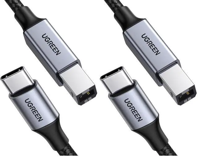 Main image of UGREEN USB-B to USB-C Cable 10FT, Nylon Braided for Printer & MIDI (Pack of 2)