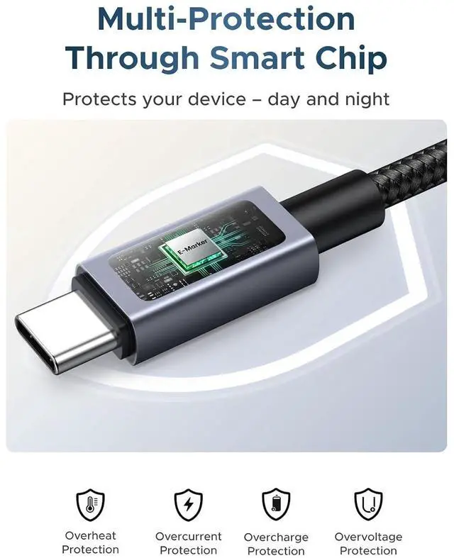 Alt view image 7 of 7 - UGREEN Nexode 240W USB-C to USB-C Cable with TFT Smart Display, 3.3ft