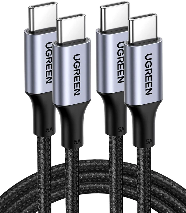 Main image of UGREEN 100W USB C to USB C Cable, Fast Charging, 2-Pack, 3.3ft, Black | For iPhone 17/16/15, MacBook Pro/Air, iPad Pro/Air/Mini, Galaxy S26/S25/S24, XPS, Pixel, Switch. Built-in E-marker chip