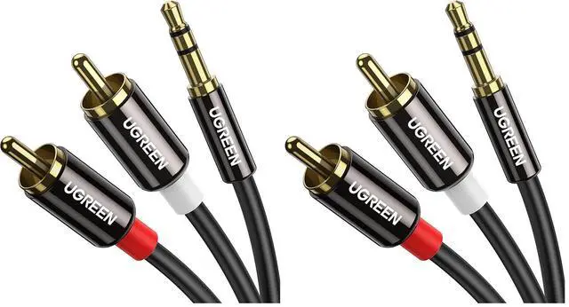 Main image of UGREEN 3.5mm to RCA Cable, 6.6FT 2RCA Male to Aux Audio Adapter, HiFi Sound (Pack of 2)