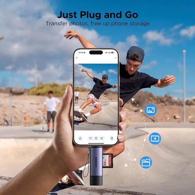 Alt view image 3 of 7 - UGREEN SD Card Reader USB C, USB 3.0 Micro SD Card Reader