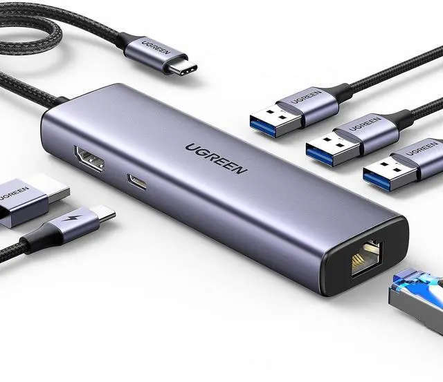 Main image of UGREEN Revodok 6 in 1 USB C Hub Gigabit Ethernet Adapter with 4K HDMI