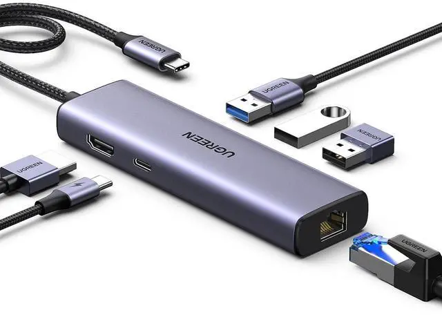 Alt view image 7 of 7 - UGREEN Revodok 6 in 1 USB C Hub Gigabit Ethernet Adapter with 4K HDMI