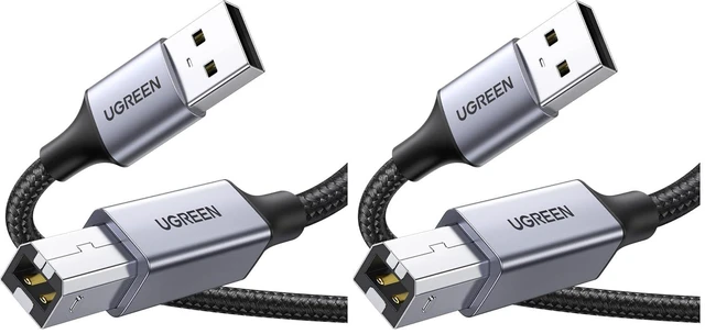 Main image of UGREEN Printer Cable, 6 FT USB A to B, Nylon Braided USB B Cord (Pack of 2)