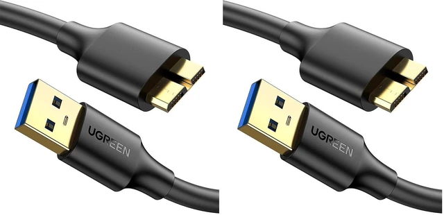Main image of UGREEN Micro USB 3.0 Cable USB 3.0 Type A Male to Micro B Cord Compatible with Samsung Galaxy S5 Note 3 Camera Hard Drive and More 1.5ft (Pack of 2)