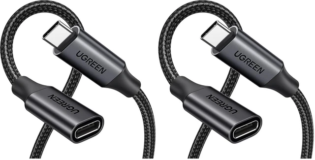 Main image of UGREEN USB C Extension Cable 1.5FT, Nylon USB C Male to Female Extender, Charging & Transfer Type C Extension Cable Compatible with PSVR2/Macbook/iPad/USB C Hub/Magsafe Charger/iPhone 15 (Pack of 2)