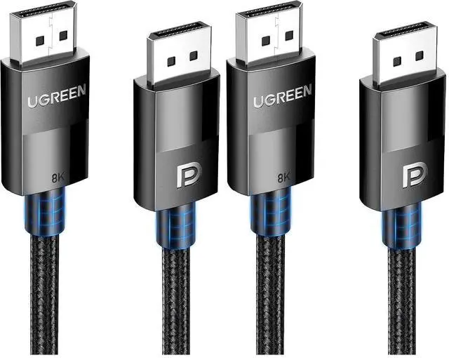 Main image of UGREEN 8K VESA Certified DisplayPort Cable 6.6FT, DP 1.4 Display Port Cable Cord Support 8K@60Hz, 4K@240Hz, FreeSync, G-Sync, HDR, 32.4Gbps for HDTVs, Displays, Monitors, Graphics, PC (Pack of 2)