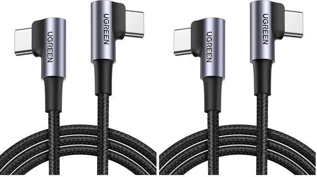 Main image of UGREEN Right Angle Cable, 60W USB C Fast Charging Cable 90 Degree Compatible with iPhone 17/17 Plus/17 Pro/16 MacBook Pro, iPad Pro, Galaxy S25/S25/S24, Pixel 9/8/7, 3.3FT (Pack of 2)