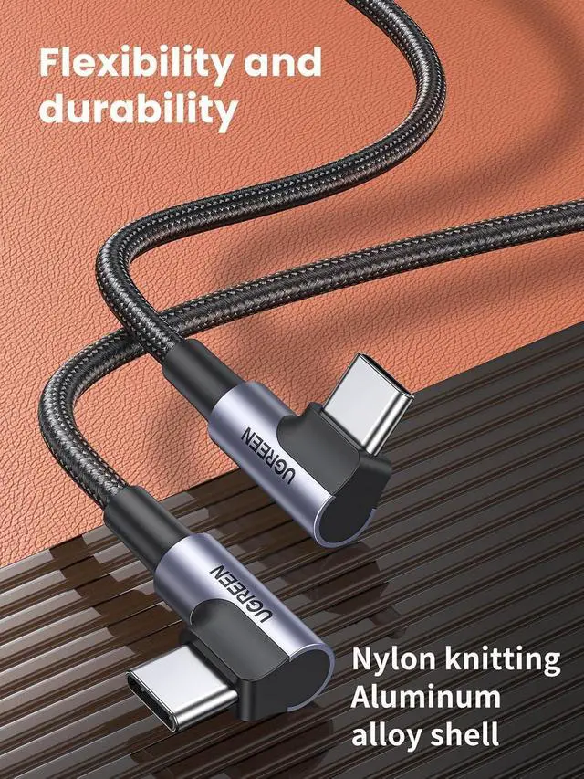 Alt view image 7 of 7 - UGREEN Right Angle Cable, 60W USB C Fast Charging Cable 90 Degree Compatible with iPhone 17/17 Plus/17 Pro/16 MacBook Pro, iPad Pro, Galaxy S25/S25/S24, Pixel 9/8/7, 3.3FT (Pack of 2)
