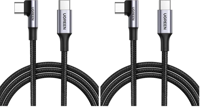 Main image of UGREEN 100W Right Angle USB C Cable, Fast Charging Cable, 10ft (Pack of 2)