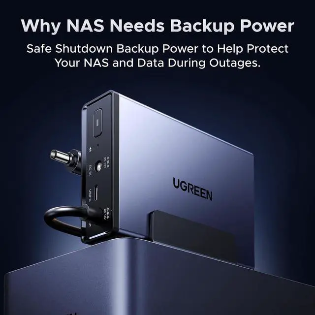 Alt view image 2 of 7 - UGREEN NAS UPS US3000, 120W DC and 12000mAh Battery Backup | Uninterruptible Battery Power Supply Compatible for DH2300, DH4300 Plus, DXP2800, DXP4800 Plus, DXP4800 Pro, DXP480T Plus