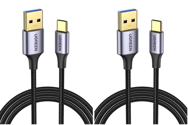 Main image of UGREEN USB-C 3.0 Cable 5Gbps Data Transfer Type C Cable Fast Charging Nylon Braided Cord for Android Auto/iPhone 16/Galaxy S21 S20 A53 A71/iPad Mini 6/Switch/PS5 Controller, 6.6FT (Pack of 2)