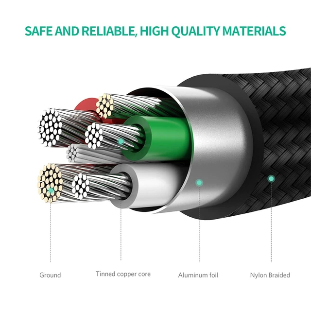 Alt view image 5 of 7 - UGREEN Micro USB Cable, 1.5FT High Speed Fast Charging USB Cable, Nylon Braided Durable Android Phone Charger Cord, Compatible with Samsung Galaxy S7 S6 Note LG V10 Tablet PS4 MP3