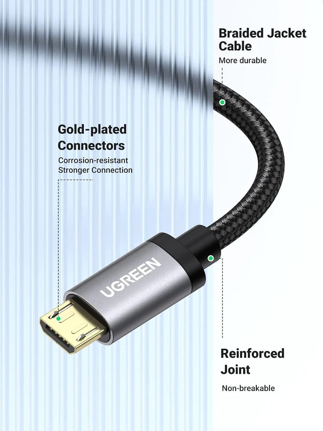 Alt view image 7 of 7 - UGREEN Micro USB Cable, 3FT High Speed Fast Charging USB Cable, Nylon Braided Durable Android Phone Charger Cord, Compatible with Samsung Galaxy S7 S6 Note LG V10 Tablet PS4 MP3
