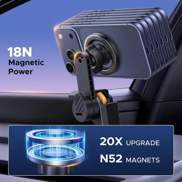 Alt view image 2 of 7 - UGREEN Phone Holder for Tesla Model 3 and Y Accessories Magsafe Car Mount Magnetic Phone Mount Strongest Magnet Power Compatible with iPhone 17 16 15 14 13 Plus Pro Max Series