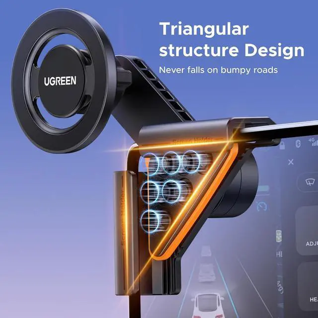 Alt view image 3 of 7 - UGREEN Phone Holder for Tesla Model 3 and Y Accessories Magsafe Car Mount Magnetic Phone Mount Strongest Magnet Power Compatible with iPhone 17 16 15 14 13 Plus Pro Max Series