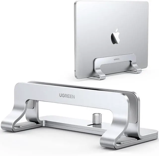 Main image of UGREEN Vertical Laptop Stand Holder for Desk Compatible with MacBook Pro, MacBook Air Stand Vertical Aluminum Adjustable for Up to 17.3 Inch Gaming Laptop, Silver