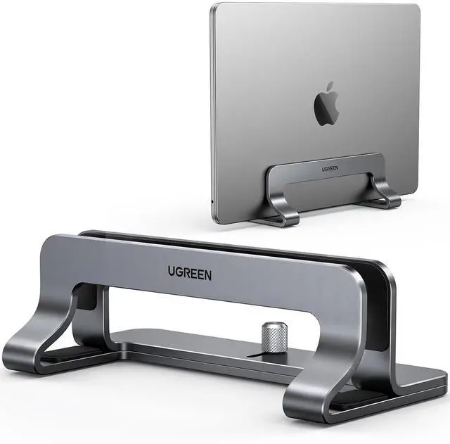 Main image of UGREEN Vertical Laptop Stand Holder for Desk Compatible with MacBook Pro, MacBook Air Stand Vertical Aluminum Adjustable for Up to 17.3 Inch Gaming Laptop, Gray