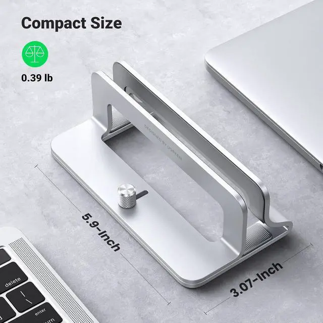 Alt view image 7 of 7 - UGREEN Vertical Laptop Stand Holder for Desk Compatible with MacBook Pro, MacBook Air Stand Vertical Aluminum Adjustable for Up to 17.3 Inch Gaming Laptop, Silver