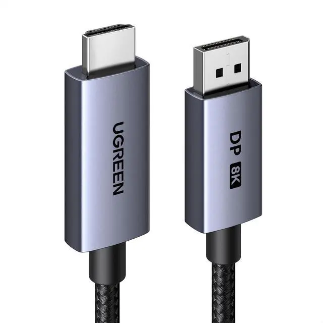 Main image of UGREEN 8K@60Hz Active Display Port to HDMI Unidirectional Cable, 6.6FT | DP 1.4 to HDMI 2.1, 4K@240Hz 2K@240Hz 32.4Gbps Braided Cord, Male to Male Compatible with Monitor AMD NVIDIA, No VRR
