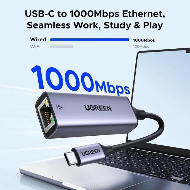Alt view image 2 of 7 - UGREEN USB C to Ethernet Adapter, Plug and Play 1Gbps Aluminum Adapter