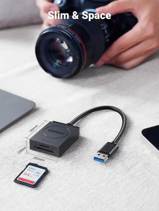 Alt view image 6 of 7 - UGREEN SD Card Reader USB 3.0 | Dual Slot Flash Memory Card Reader TF SD Micro SD for Mac Windows Linux Chrome Read 2 Cards Simultaneously