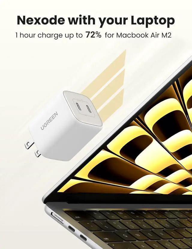 Alt view image 4 of 7 - UGREEN 45W USB C Charger, Nexode 2 Port GaN Foldable PPS Wall Charger Block Support Samsung Super Fast Charging 2.0 for Galaxy S25/S24/Note 20, iPhone 16/15/14, iPad, MacBook, Steam Deck (White)