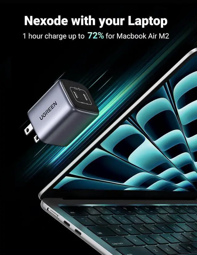 Alt view image 5 of 7 - UGREEN 45W USB C Charger for iPhone 17, Nexode 2 Port GaN Foldable PPS Wall Charger Block Support Super Fast Charging 2.0 for Galaxy S26/S25 iPhone 17/16/15, iPad, MacBook Neo/Air, Black