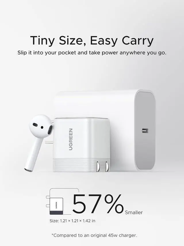 Alt view image 2 of 7 - UGREEN Nexode Air 45W USB C Charger Block, Ultra Mini GaN Fast Charging