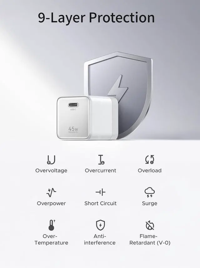 Alt view image 6 of 7 - UGREEN Nexode Air 45W USB C Charger Block, Ultra Mini GaN Fast Charging