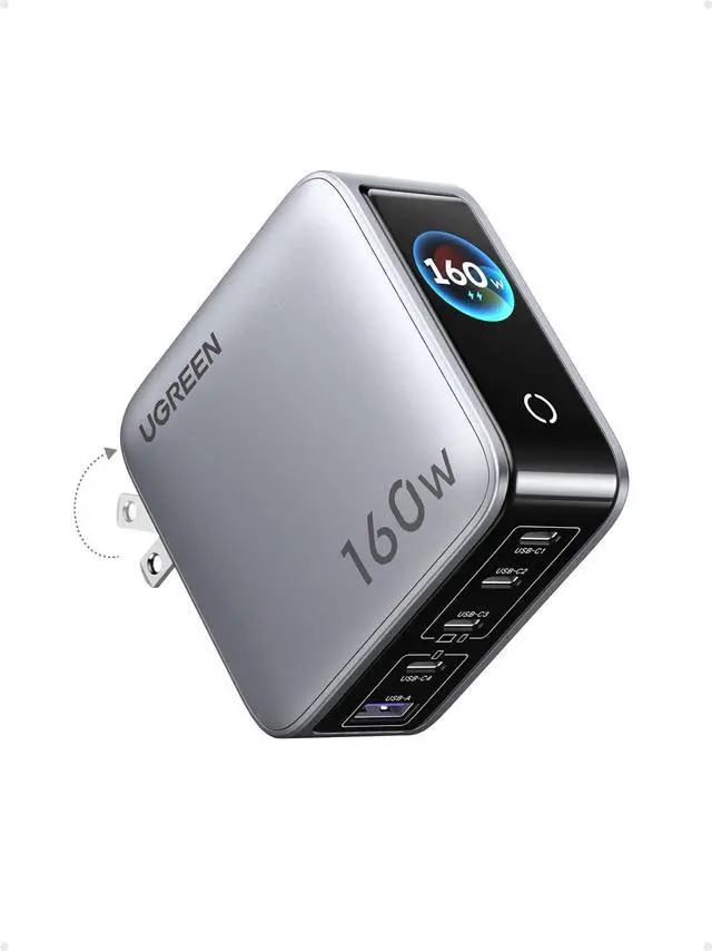 Main image of UGREEN Nexode Pro Charger, 160W GaN 5-Port Fast USB C Wall Charger Block, Type-C Charging with Smart Display & Touch Control Compatible for MacBook Pro/Air, iPhone 17/16 Series, iPad, Galaxy