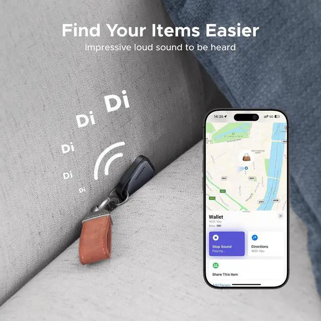 Alt view image 4 of 7 - UGREEN FineTrack Air Tracker Tags(iOS Only) | 2-Year Replaceable Battery Bluetooth Tracker Compatible with Apple Find My, Item Finder for Keys, Luggage, Wallet