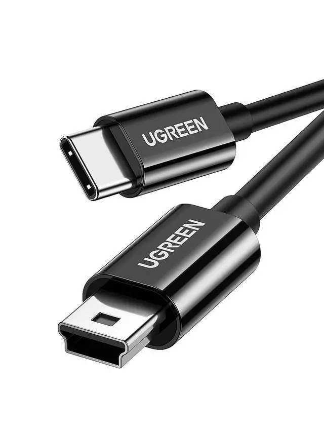 Main image of UGREEN Mini USB to USB C Cable 3FT Mini USB to Type C | Compatible with Digital Camera MP3 Player GPS Receiver and More Mini B Devices PVP Black