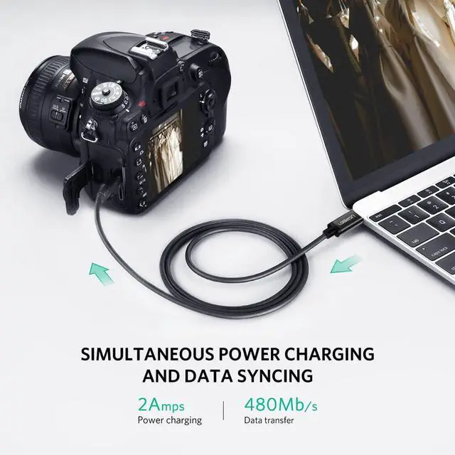 Alt view image 3 of 7 - UGREEN Mini USB to USB C Cable 3FT Mini USB to Type C | Compatible with Digital Camera MP3 Player GPS Receiver and More Mini B Devices PVP Black