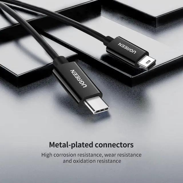 Alt view image 7 of 7 - UGREEN Mini USB to USB C Cable 3FT Mini USB to Type C | Compatible with Digital Camera MP3 Player GPS Receiver and More Mini B Devices PVP Black